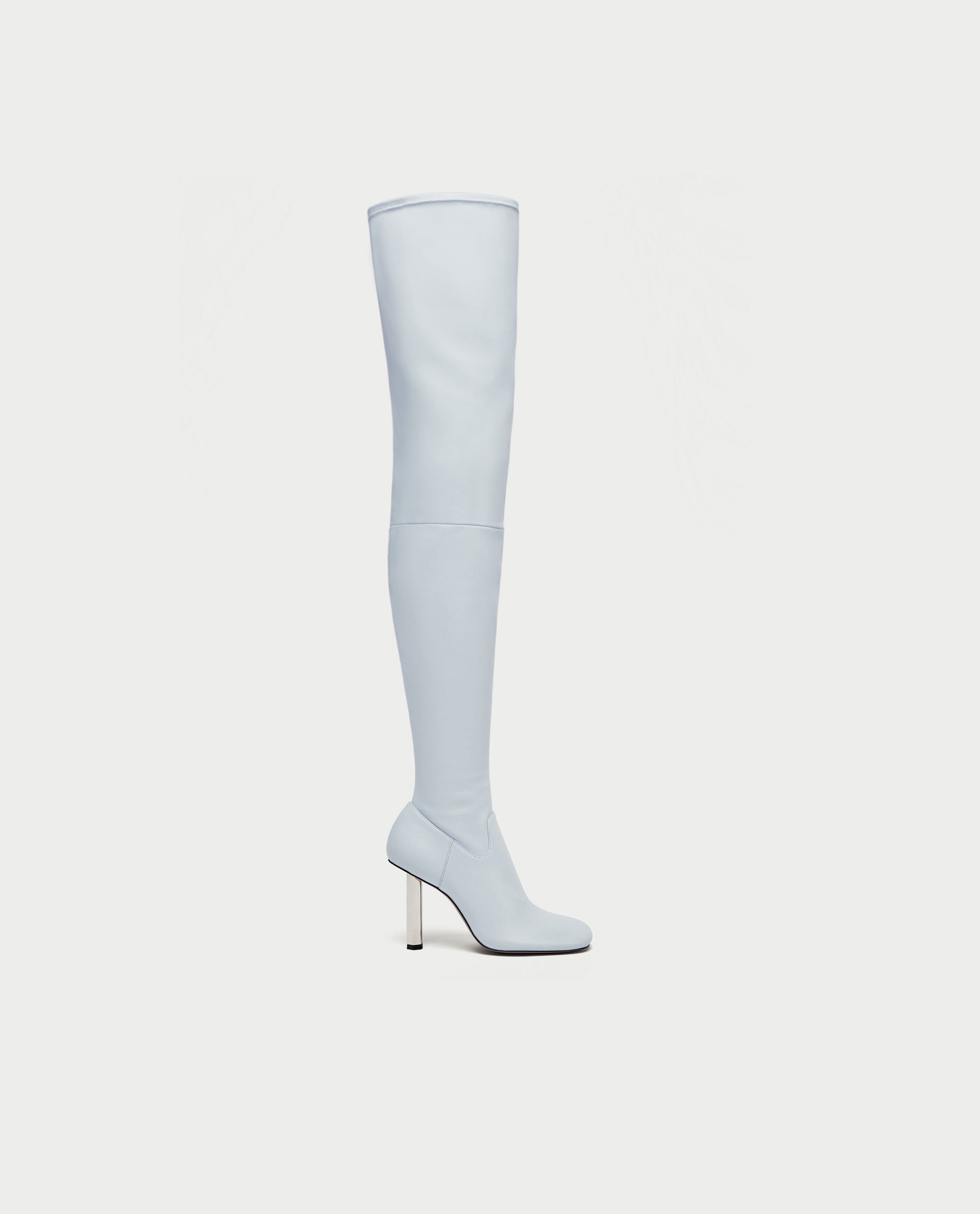 white knee high boots zara