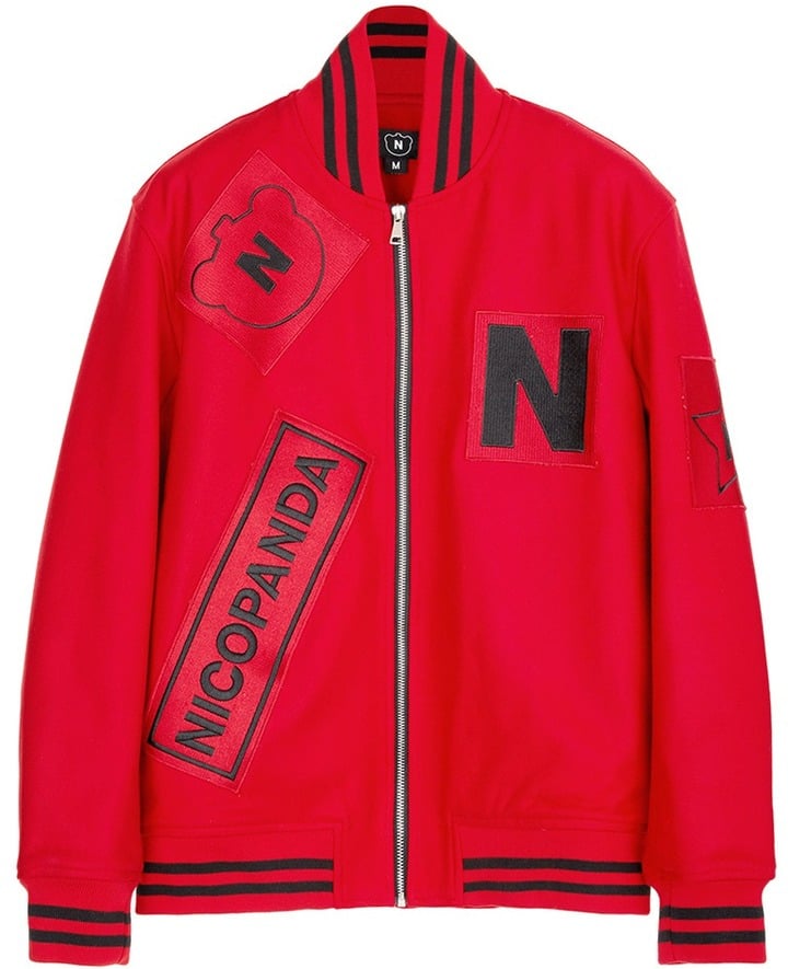 Nicopanda Badge Appliqué Wool Felt Unisex Varsity Jacket ($425)