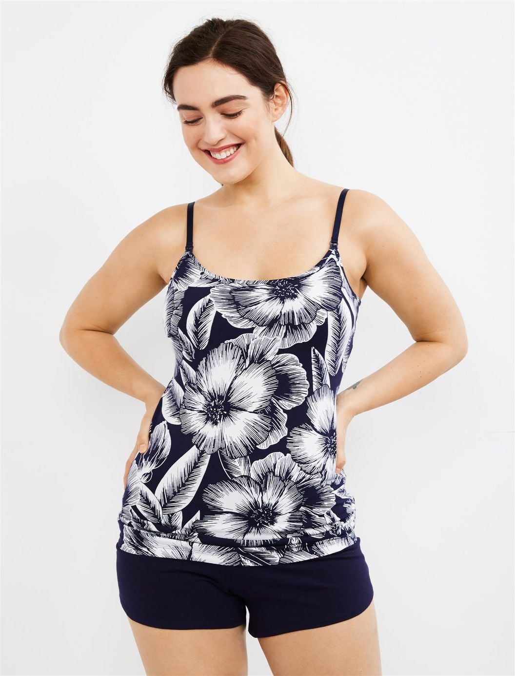 Ruched Waist Maternity Sleep Shorts in 