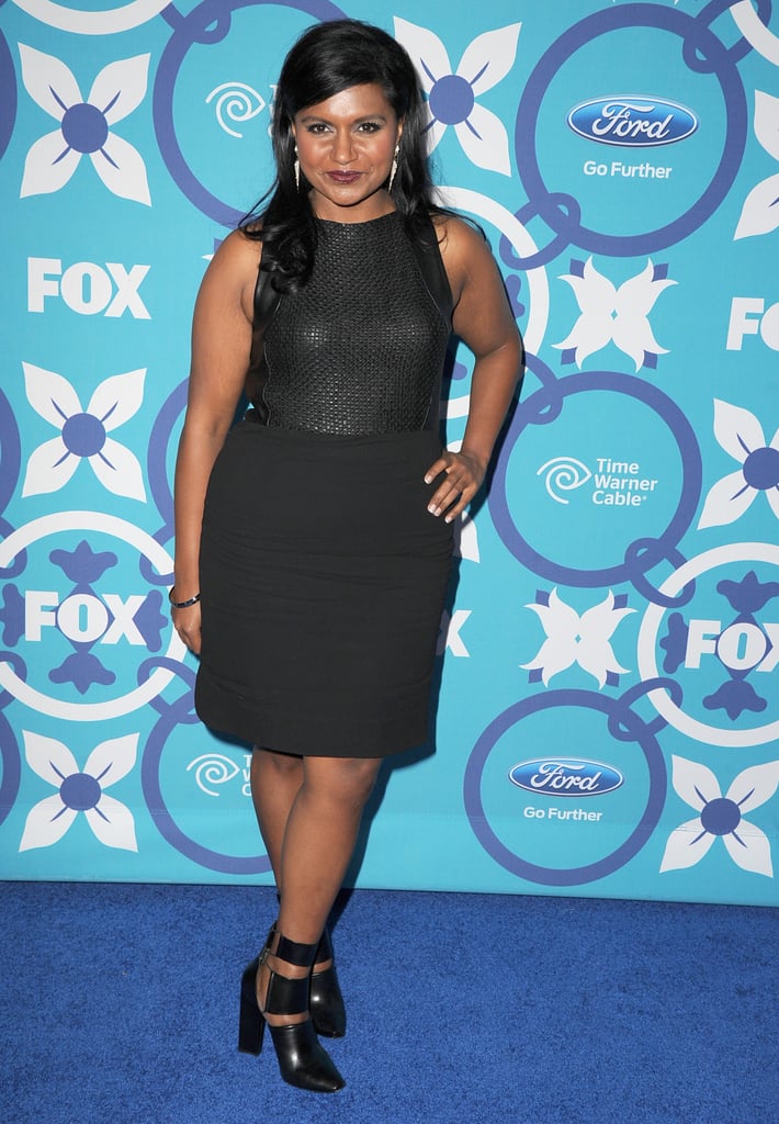 For the Fox party in fall 2013, Kaling added oomph to an LBD with cutout ankle boots.