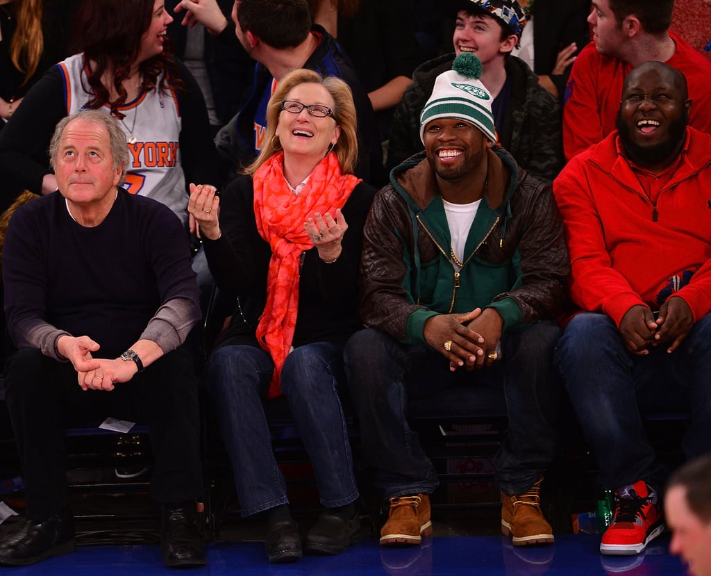Meryl Streep and 50 Cent at a Basketball Game Together