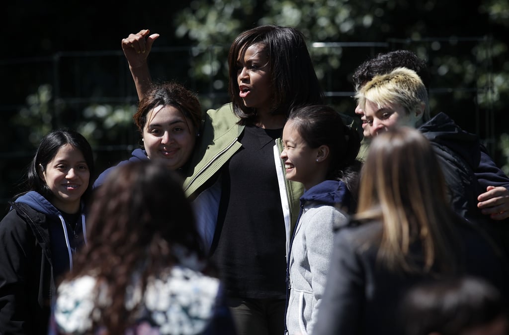 Michelle Obama Gardens With Students April 2016