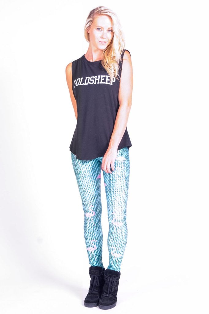 Goldsheep Green Flamingo Leggings