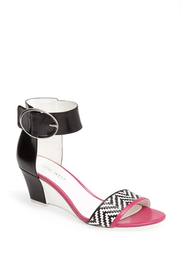 Nine West Venchie black and white zigzag wedge sandals ($79)