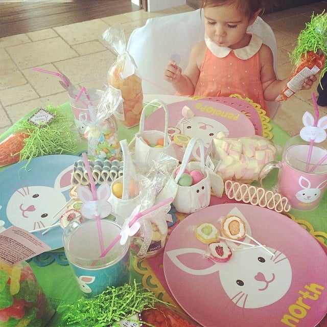 Kourtney Kardashian got an early start on Easter! On Thursday, she posted a photo of daughter Penelope Disick sitting at a table with gifts from Kris Jenner. "I have the best mommy! #easterbunny #childhoodmemories," Kourtney wrote. 
Source: Instagram user kourtneykardash