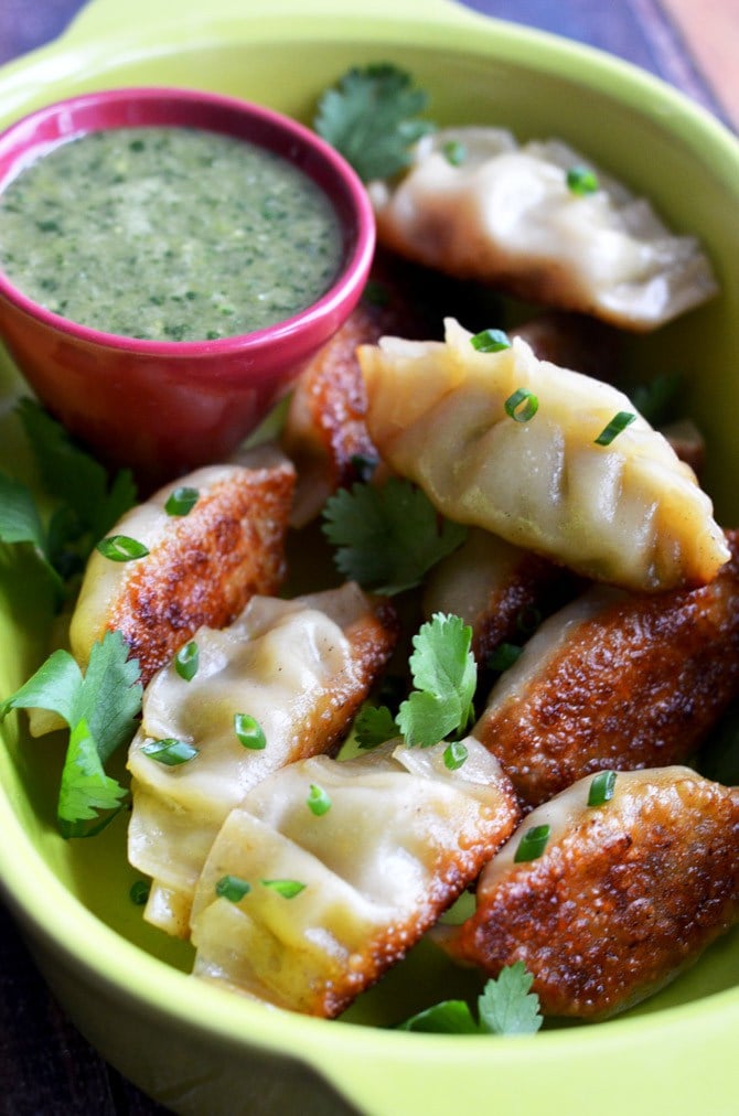 Chipotle Ranch Chicken Avocado Potstickers With Cilantro Lime Dip