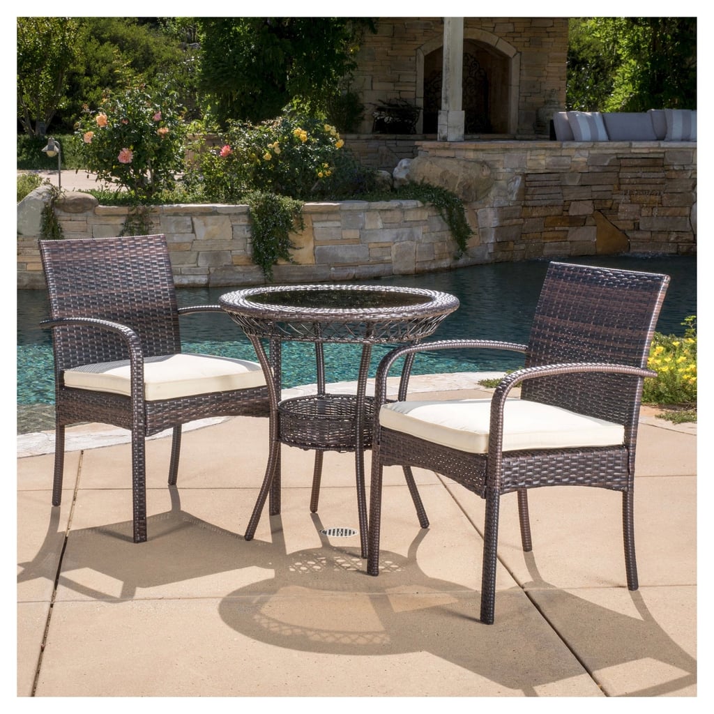 Ridley Wicker Patio Bistro Set With Cushions