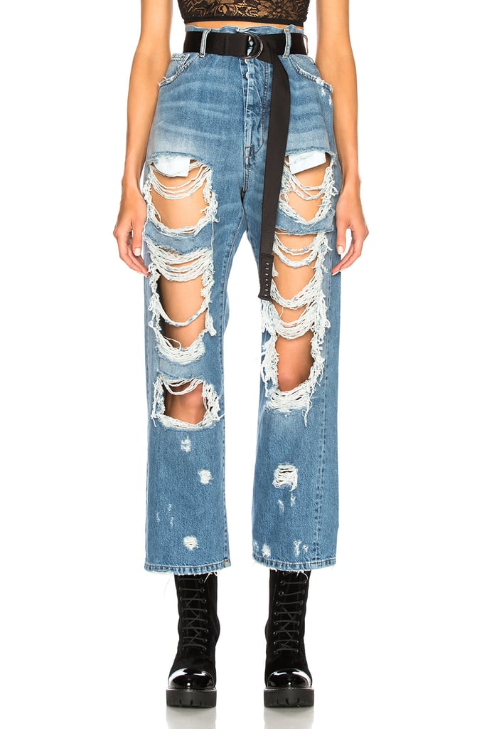 Unravel Rigid Denim Destroyed Baggy Boyfriend Jeans