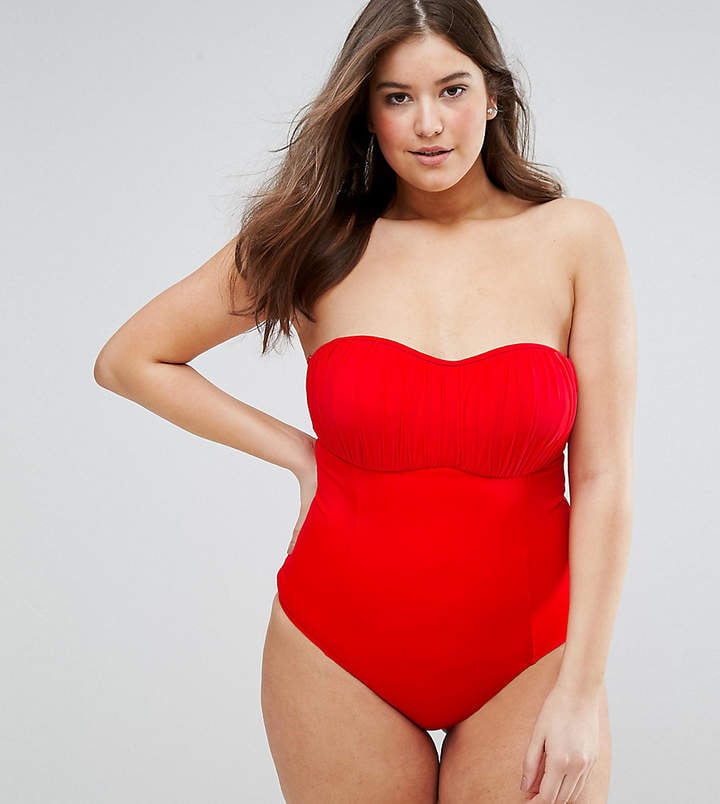 Asos Ruched Bodice Strapless Bandeau Bodysuit / Leotard