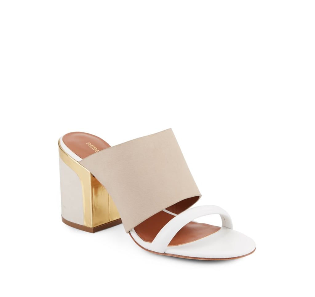 Rebecca Minkoff Metallic Leather & Suede Mule Sandals ($295)