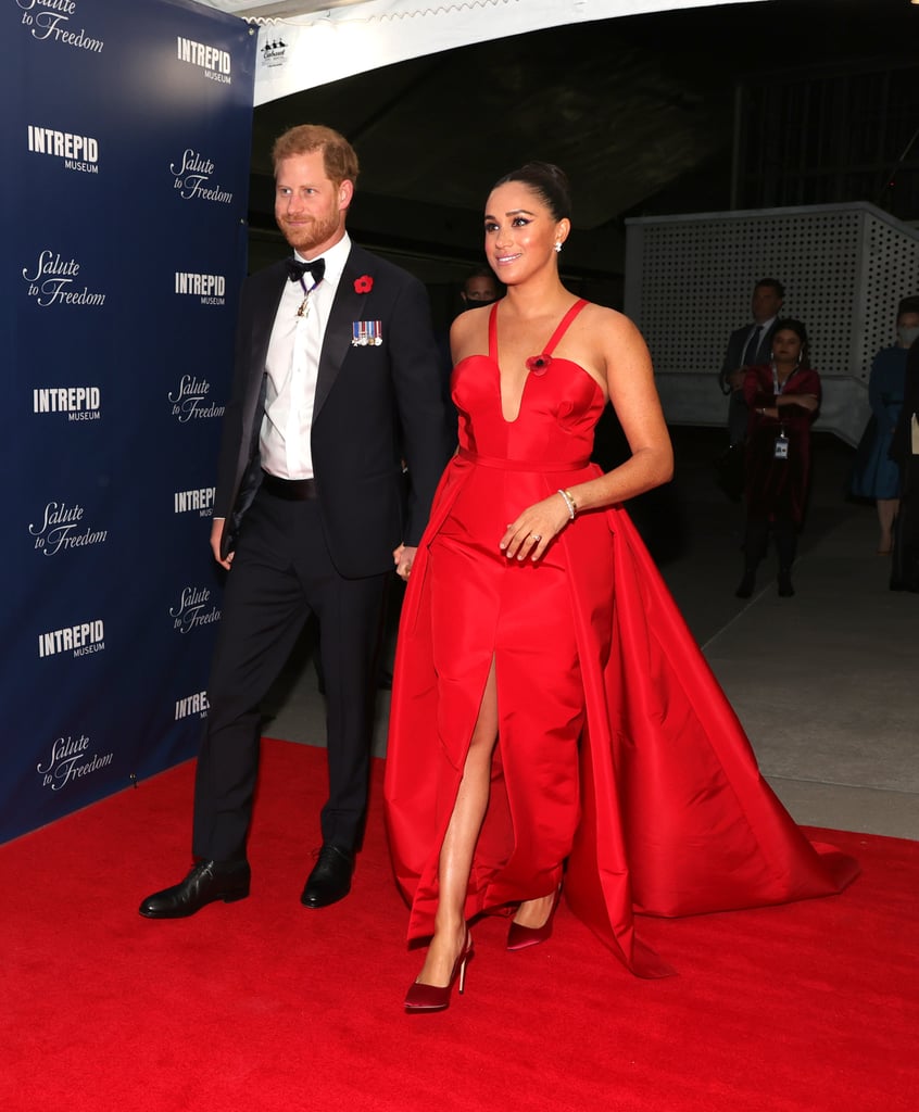 Meghan Markle in Red Carolina Herrera Dress at Freedom Gala