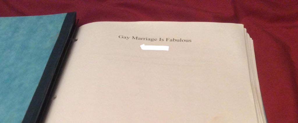 Catholic School Student's Gay Marriage Class Assignment
