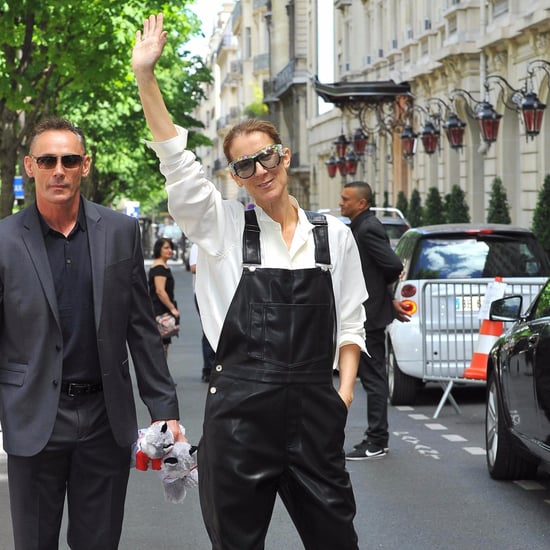 Celine Dion Wearing Leather Overalls