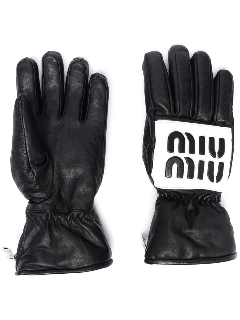 Miu Miu Logo Leather Letter Gloves