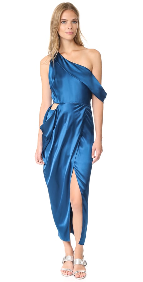 Michelle Mason Asymmetrical Draped Midi Dress