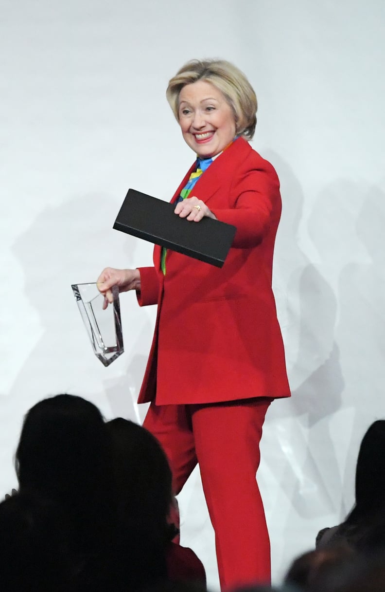 Hillary Clinton Wore a Red Pantsuit to the Girls Inc. Luncheon