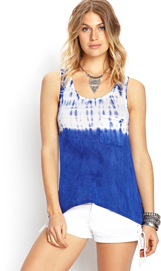 Forever 21 Blue and White Tie-Dye Tank