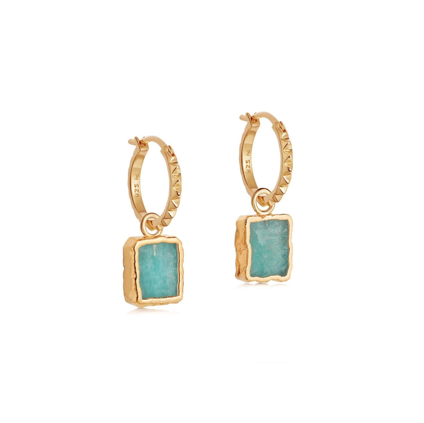 Missoma Amazonite Gold Mini Pyramid Charm Hoop Earrings 20