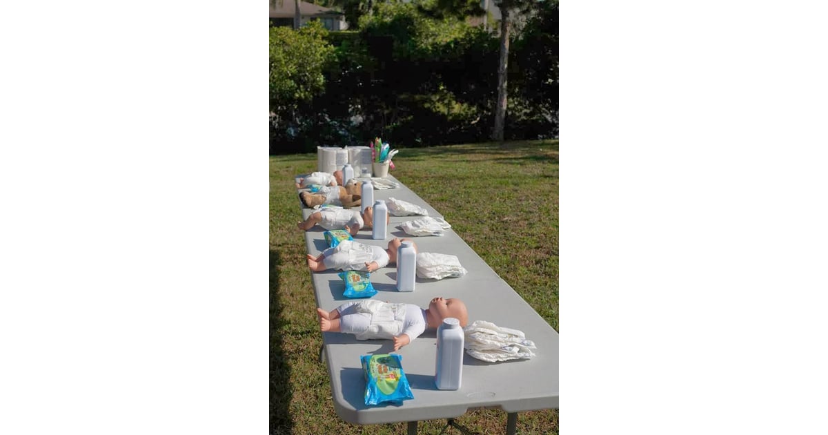 Diaper Changing Relay Race Baby Shower Games For Men POPSUGAR