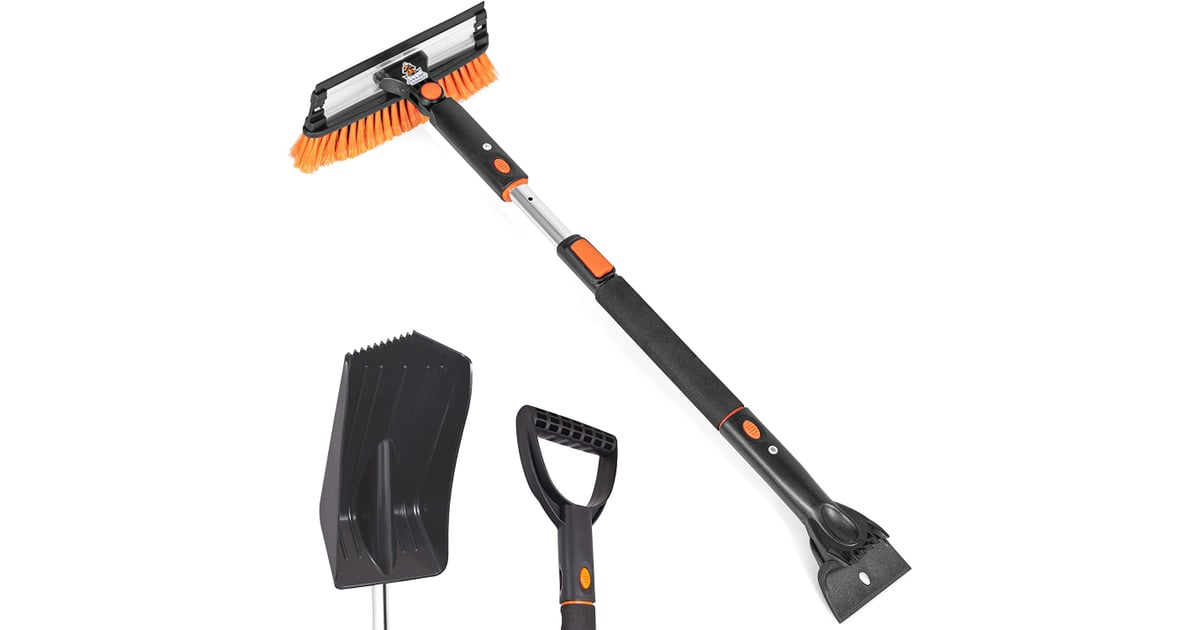 Snow Moover Extendable Snow Brush with Squeegee, Ice Scraper