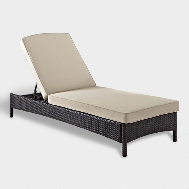 Espresso All Weather Pinamar Outdoor Chaise and Sand Cushion