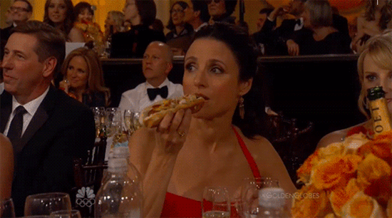 And eating a hot dog at the Golden Globes.
