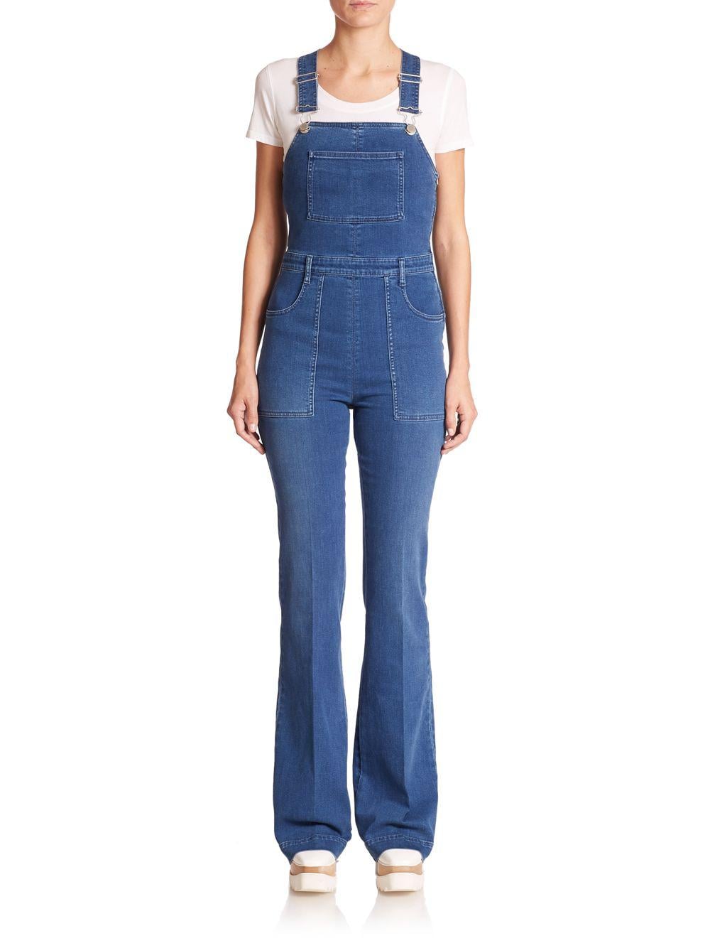 womens wide leg denim overalls
