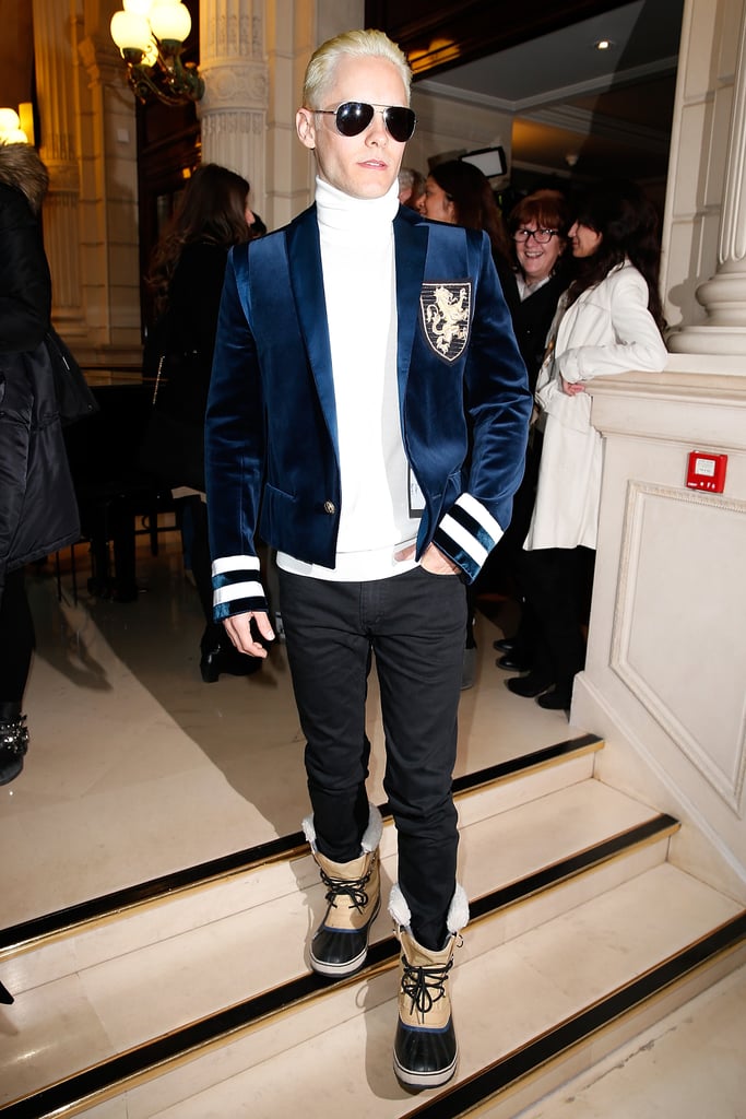 Jared Leto debuted his new hairdo at the Balmain show.