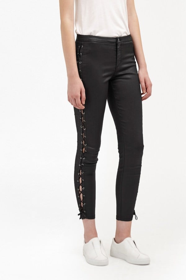 Resin Biker Lace Up Skinny Jeans ($188)