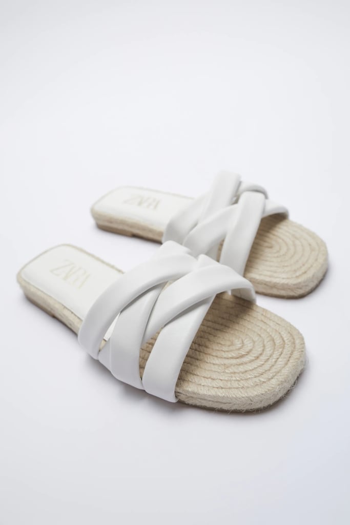 Zara Jute Flat Quilted Leather Sandals