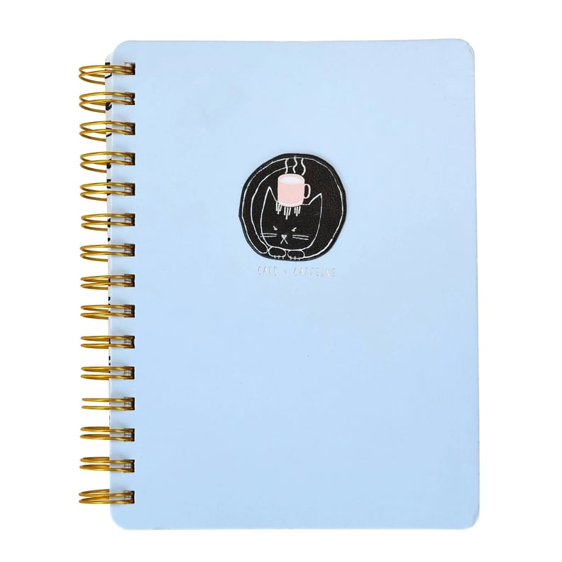 Cute Cat Kitten Fall Winter Snow Sky Blue Spiral Notebook - Ruled Line