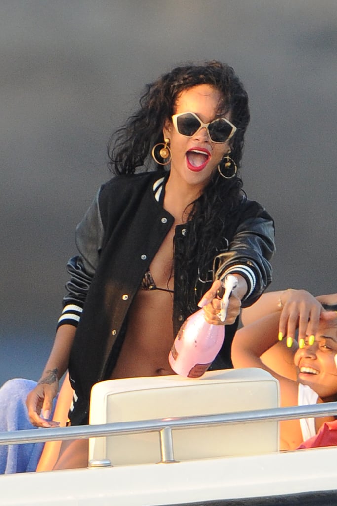 Rihanna was the definition of "baller status" while popping bottles on her yacht during a July 2012 trip to Portofino, Italy.