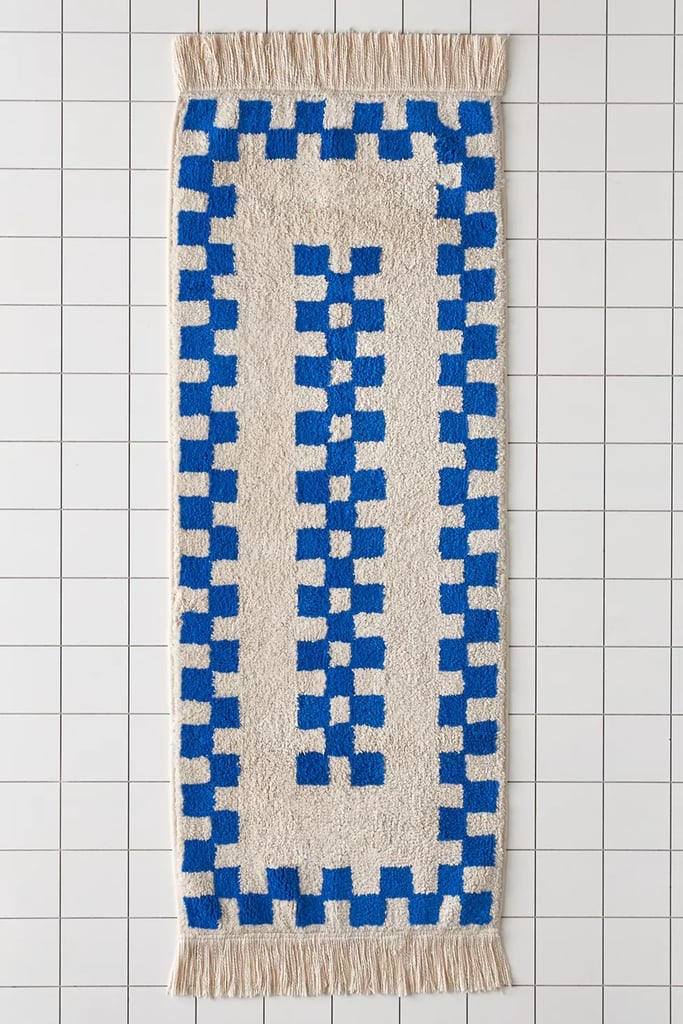 A Retro Bath Mat: Checkerboard Border Runner Bath Mat