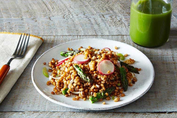 Wheat Berry Salad With Radishes, Asparagus, and Walnuts