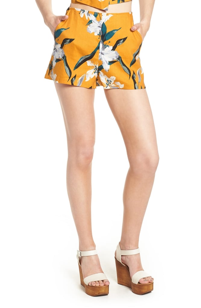Leith High Waist Linen Blend Shorts