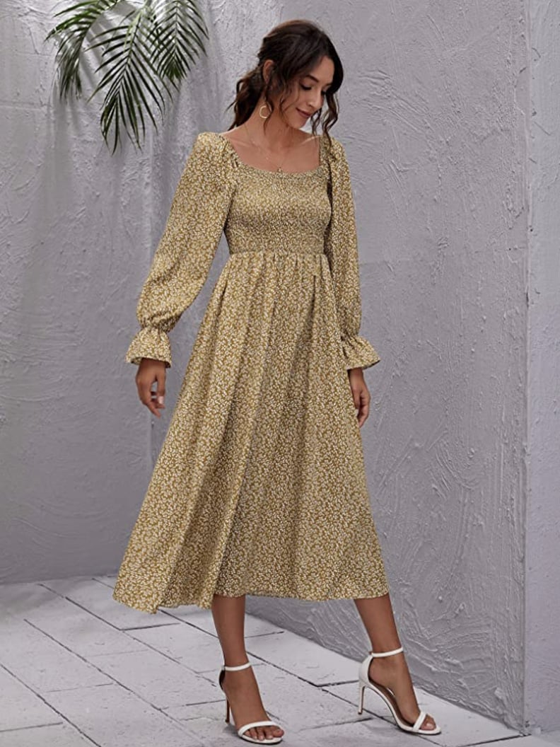 Square Neck Long Sleeve Dress