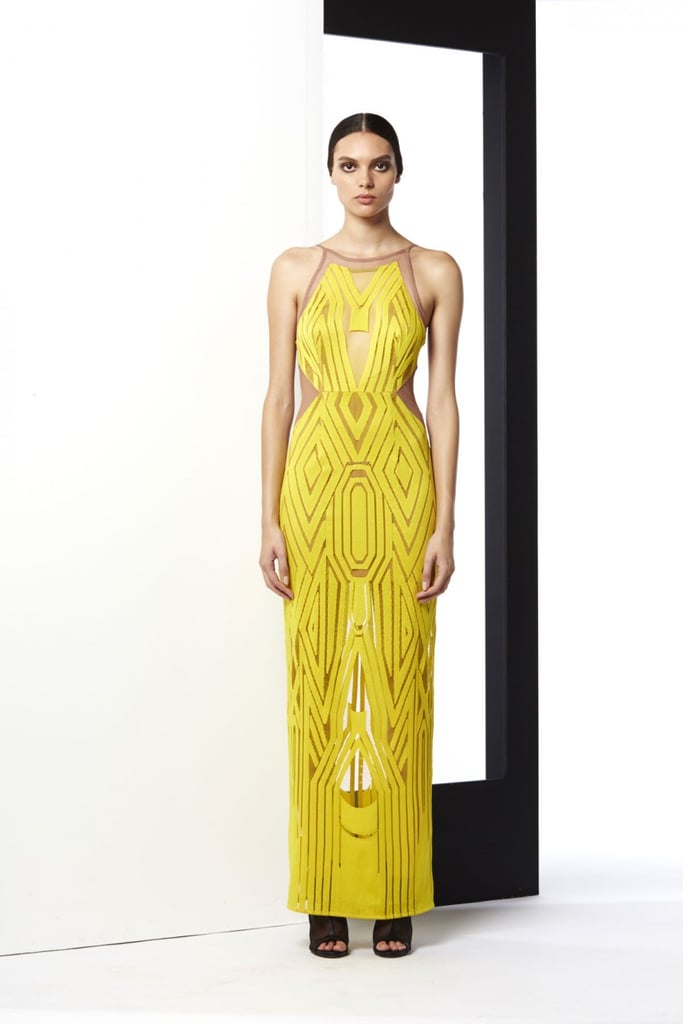 "Shona Joy's dresses are gorgeous. They have a strong silhouette, great colorblocking, and a unique contrast of textures. This backless maxi dress ($460) is one of my favorites."