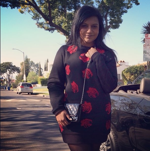 A cozy sweater dress looked positively rosy on Mindy Kaling.
Source: Instagram user mindykaling