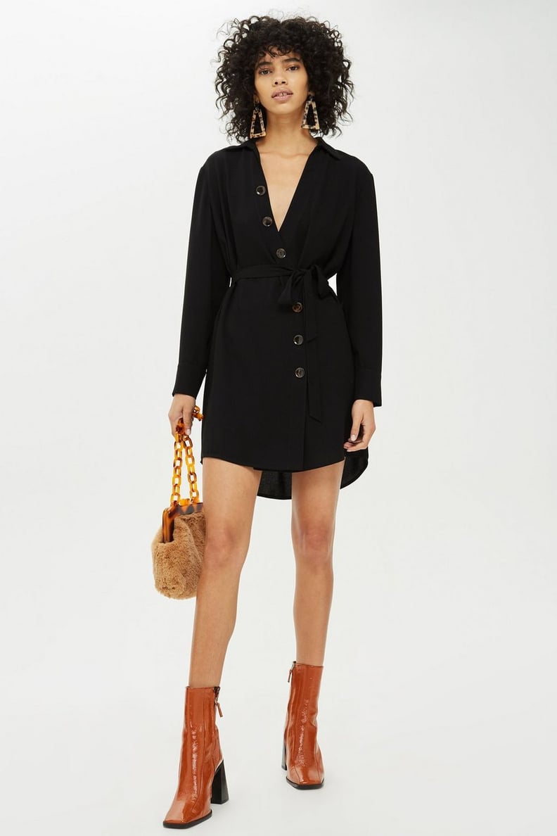 Horn Button Shirt Dress