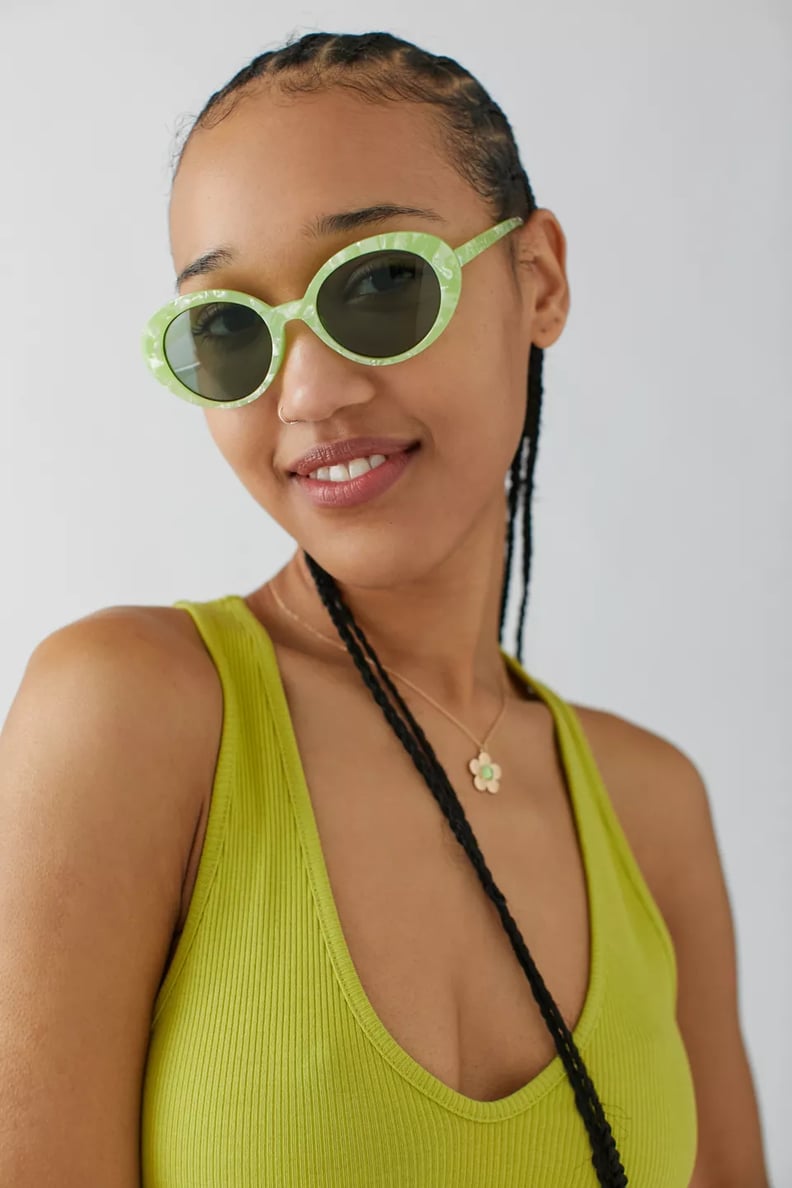 Lime-Green Y2K Sunglasses: Daria Plastic Round Sunglasses