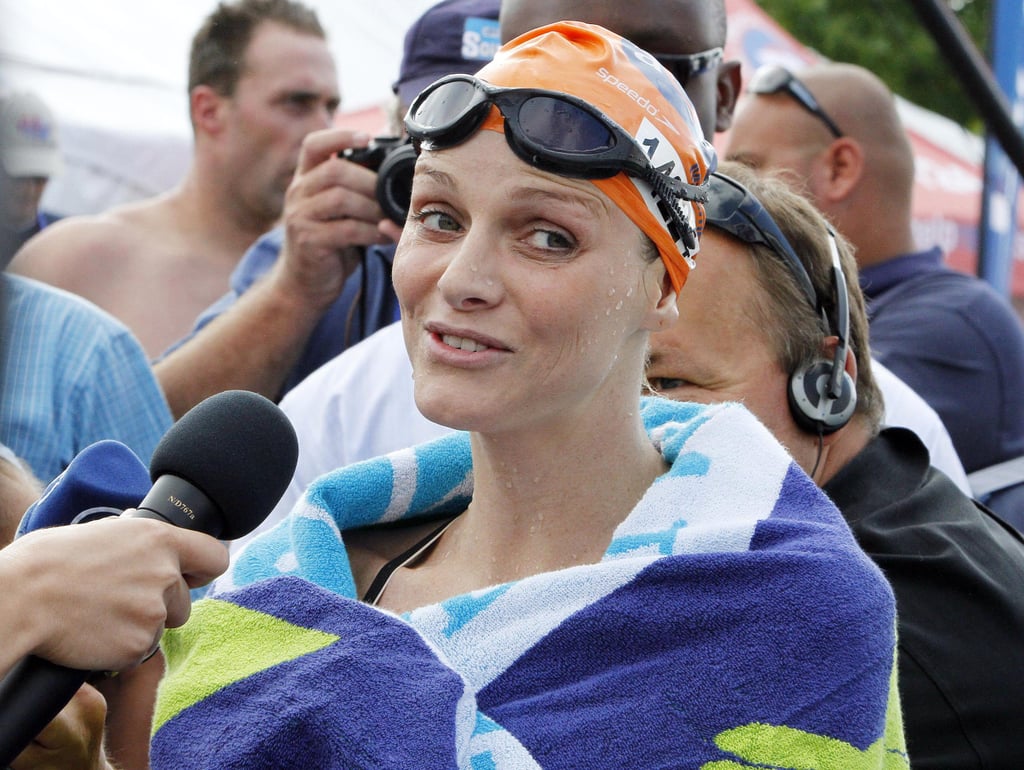 Princess Charlene was interviewed after a swim in Pietermaritzburg, South Africa.
Source: Getty / Anesh Debiky/Gallo Images