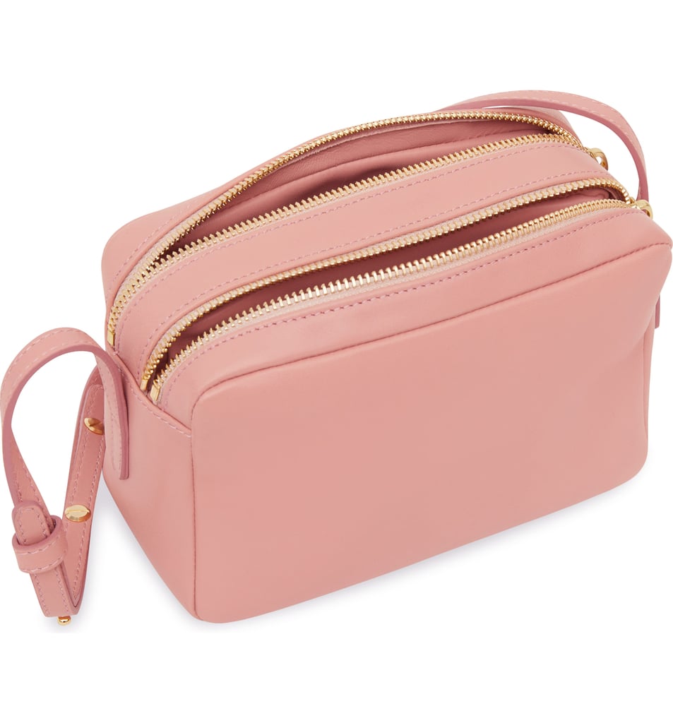 Mansur Gavriel Double Zip Lambskin Leather Crossbody Bag Hate