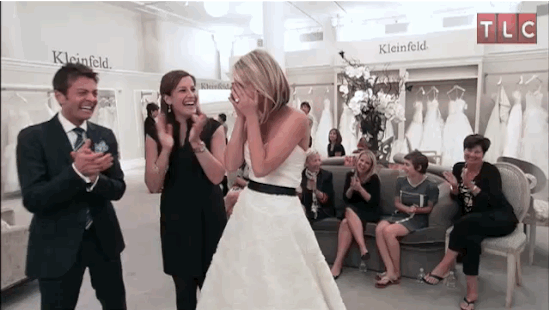 Then you try on a dress that gives you butterflies. And your entire posse loves it too.