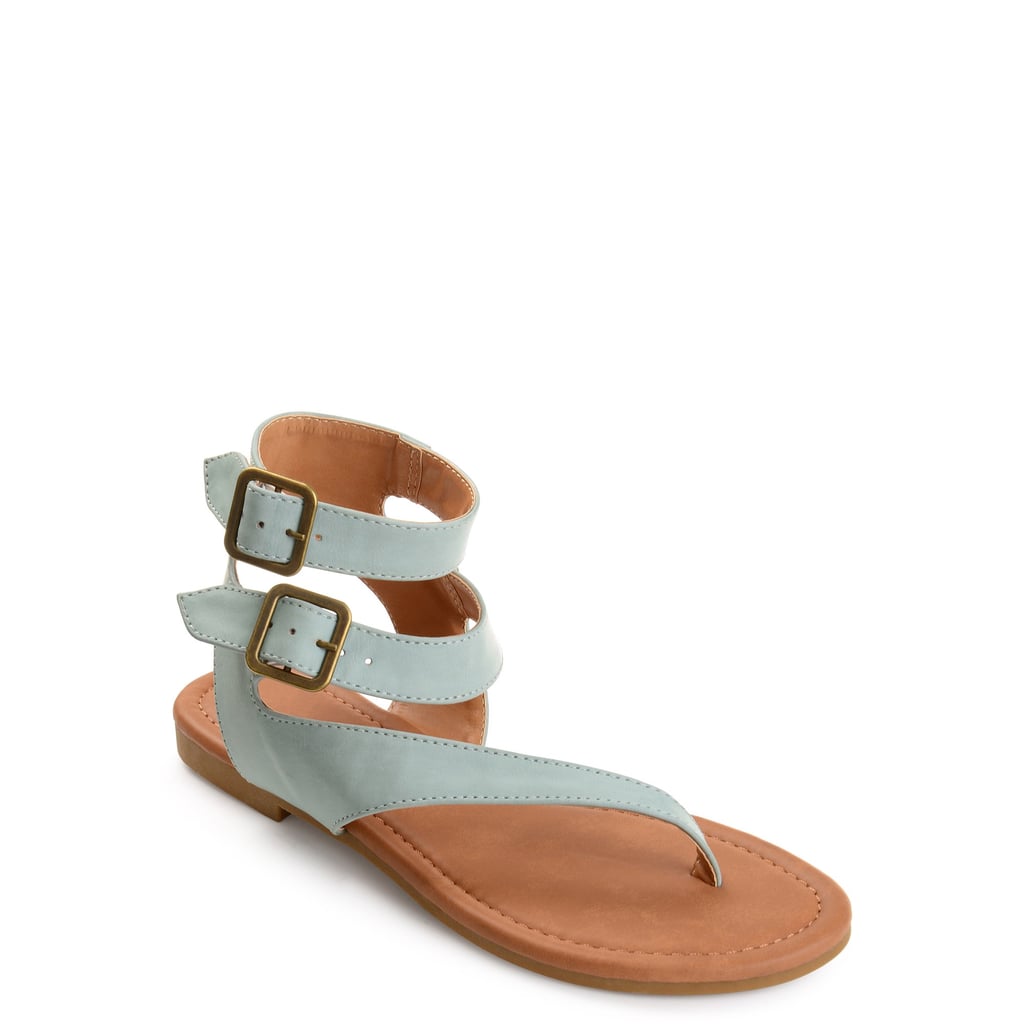 Faux Leather Buckle Double Wrap Sandals