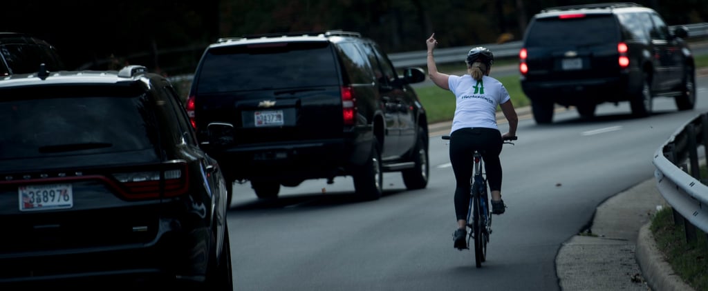 Cyclist Flips Off Trump Motorcade in Virginia October 2017