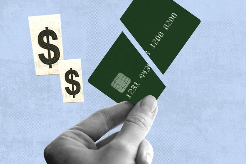 a credit card cut in half