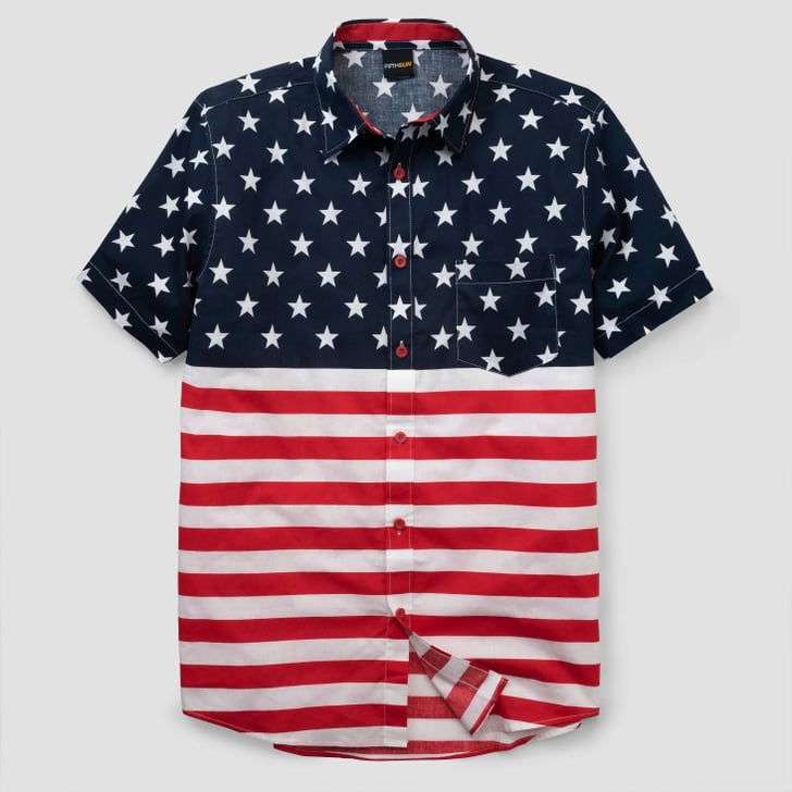 Men's American Flag Short Sleeve Woven Button-Down Shirt | Best Fourth ...