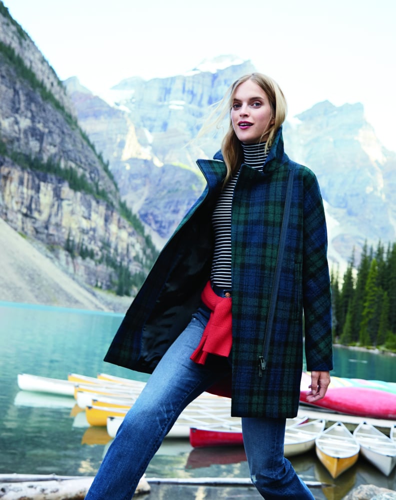Play Up a Simple Plaid Coat By Adding a Splash of Color Around Your Waist