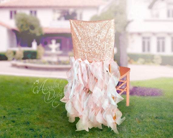 Bridal Chair Cover, Rose Gold