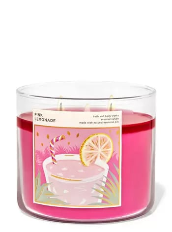 沐浴和身体工作粉红柠檬水3芯蜡烛